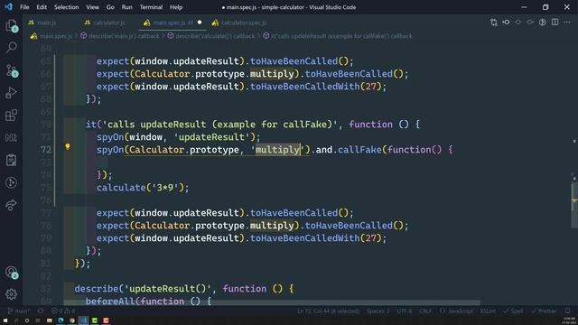 47. call customized functionality for a spy method using callFake - Jasmine Testing смотреть онлайн
