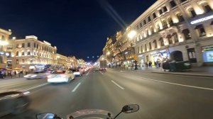 Поездка на мотоцикле по вечернему Питеру. Motorcycle ride in the evening St. Petersburg. traffic