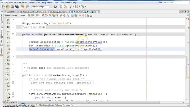 JAVA - How To Move JList Item UP and Down In Java NetBeans [ with source code ]