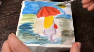 Девочка под зонтом /зонтик/просто рисуем/арт/рисование/гуашь/как научится рисовать гуашью/ скетч