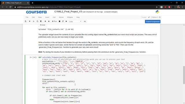 Final Project: WORD CLOUD Crash Course on Python Coursera | Offered by Google I Week 6