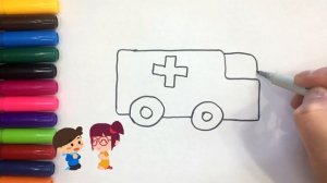Как нарисовать машину скорая помощь для детей.How to draw an ambulance car for children