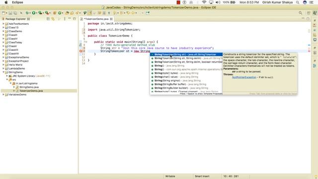 74 StringTokenizer in Java смотреть онлайн