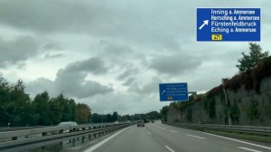 Driving in Germany: Autobahn A96 E54 from Landsberg am Lech to München