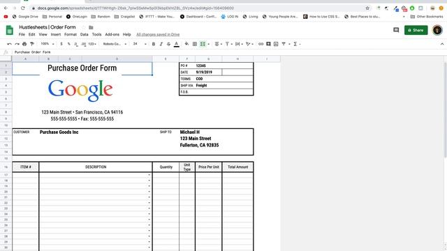 Order Form Template for Google Sheets and Excel смотреть онлайн