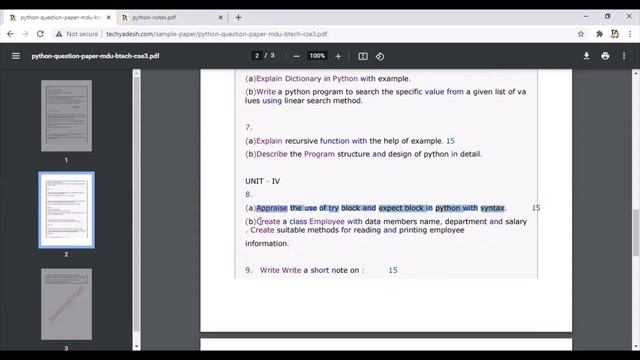 Python Notes MDU online Exam |Python Previous Year Question Paper | MDU Btech , BCA Python notes смотреть онлайн