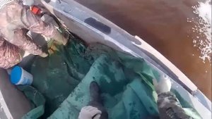 Рыбалка сплавной сетью, первая тонь новой сеткой из Китая