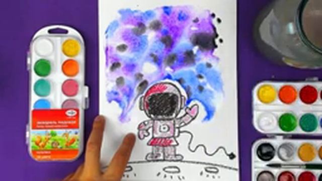 Девочка КОСМОНАВТ - как нарисовать КОСМОС или Вселенную смотреть онлайн