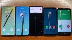 3 Samsung + 2 LG Phones Incoming Call with 5 Styluses