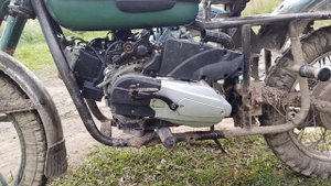Мотоцикл Урал с двигателем от скутера 157qmj аналог HONDA GY6