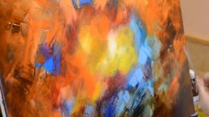 огненные цветы.   Абстракция.   Масло.  Холст.