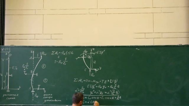 Сопротивление материалов. W-07 (устойчивость, точный метод, сложное закрепление стойки).
