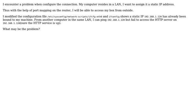 Can't access HTTP server, but ping works in LAN смотреть онлайн