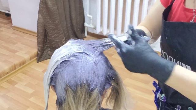 Растяжка цвета. Пошагово.Окрашивание седых волос.