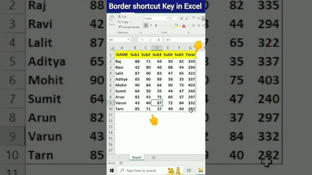 Border Shortcut key in Excel #exceltipshindi #excel #excelhindi #exceltips