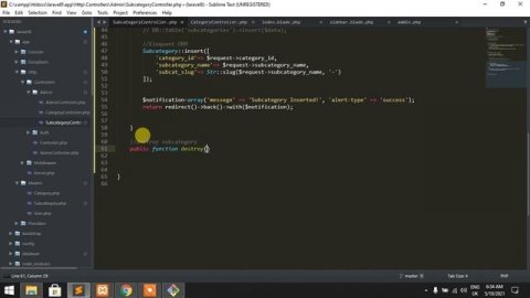 07 laravel ecommerce course | subcategory | Laravel CRUD operation