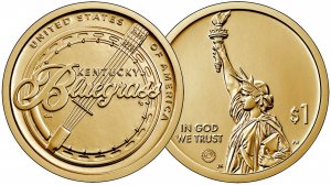 Монета 1$ Блюграсс. Серия Американские Инновации (Кентукки).