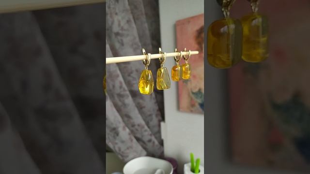 Сережки. Янтарь. Фурнитура люкс с золочением (Южная Корея)