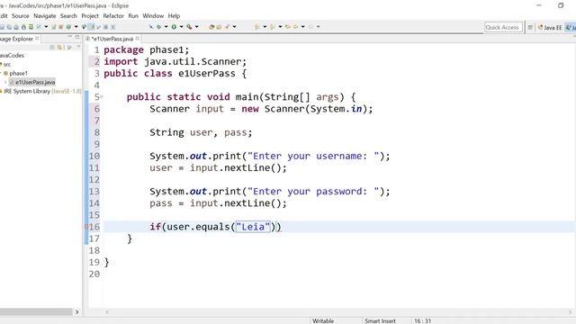 Username and password Java Tutorial смотреть онлайн