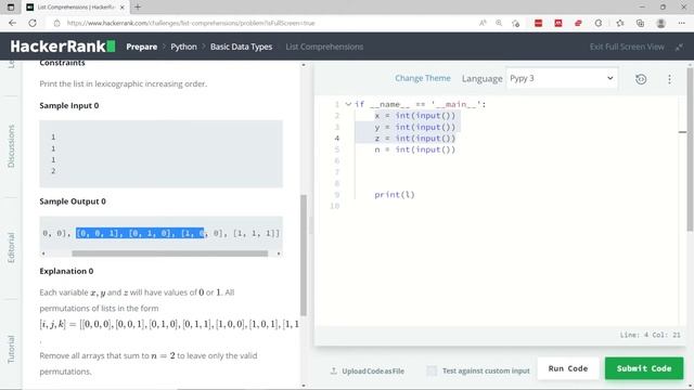Python HackerRank Solutions: List Comprehensions