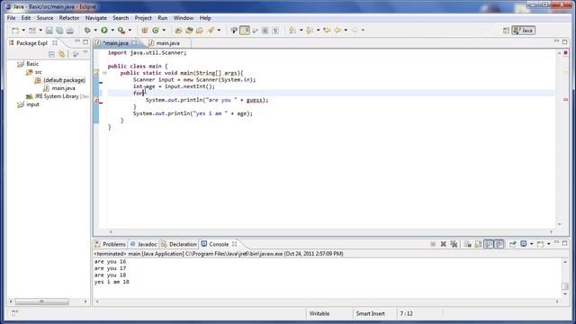 Java 7 - For loops - age counting program(advancement) смотреть онлайн