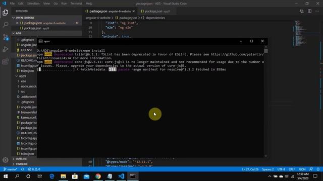 Create your first website using Angular - update from Angular 6 to Angular 9