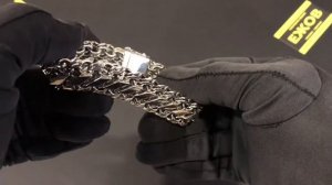 арт. А0053 Серебряный браслет ДВОЙНОЙ БИСМАРК, 22 см, ширина 17 мм, с замком коробка.