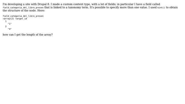 Drupal: Get array length of a multiple fields of a node content type