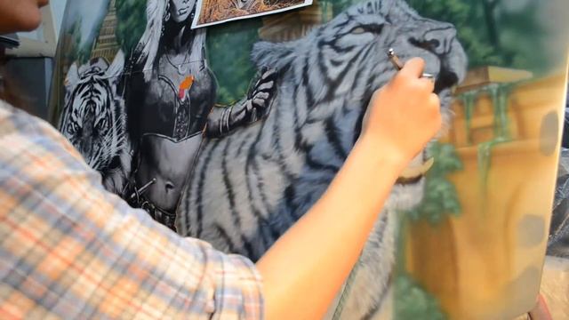 Аэрография. Основные этапы рисования тигра на капоте авто смотреть онлайн