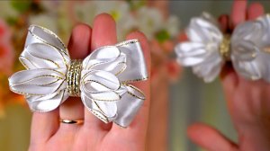 Школьный парадный бант на 1 линейку Белое золото МК kanzashi diy канзаши