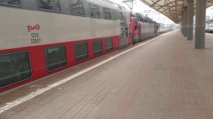 Отправление ЭП20-043 со скоростным поездом №739А Москва - Брянск с Киевского вокзала.