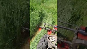 Косилка роторная КР-09 в работе, установлена на самодельном квадроцикле