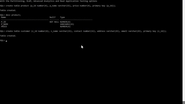 Oracle - SQL PLUS - How to Create Table