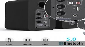 BESTISAN Bluetooth Bookshelf Speakers,Bookshelf Active Speakers with Optical/RCA/Coax/USB Input for