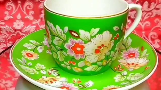 ? Чайная пара Гибискус Песочное СССР Советская посуда Фарфор Soviet porcelain Tea cup & saucer USSR