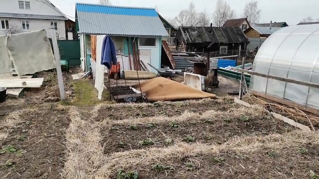 Первый уход за посадками клубники. Рассадник в теплице готов. Готовим теплицы к замене поликарбонат