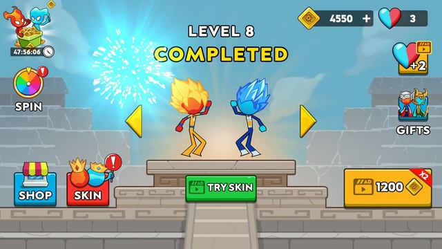 Fire and Water 2 - Watergirl and fireboy : Stickman - Walkthrough 2 смотреть онлайн