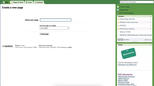 How to Create a Wiki Page for an EVO Proposal