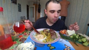 МУКБАНГ АСМР ШАШЛЫК из СВИНИНЫ / ЛЮЛЯ КЕБАБ / ПЛОВ С МЯСОМ / СОУС / ОВОЩИ/ ЛАВАШ  ASMR Mukbang #454