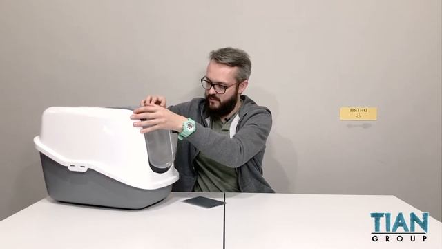 Туалет-домик для кошек SAVIC (Савик) "Nestor", белый/серый, пластик (022700WG) LIVE Обзор смотреть онлайн