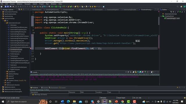 Selenium WebDriver with Java Tutorial 23 | Click And Hold | Actions Class