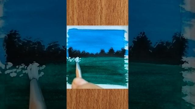 Landscape mini painting #watercolorpainting #creativeart #naturepainting #colourful #art #yt #short смотреть онлайн