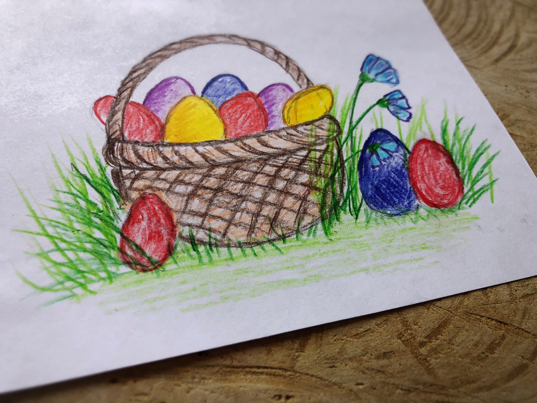 Корзина с яйцами рисунок