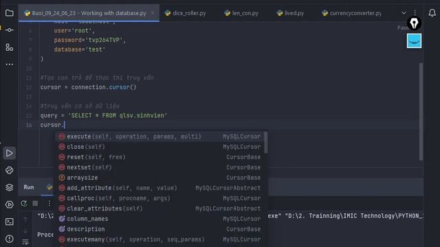 PYTHON CƠ BẢN | KẾT NỐI VỚI MYSQL ĐỂ TRÍCH XUẤT DỮ LIỆU BẰNG PYTHON