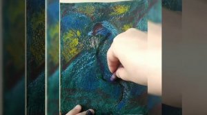 Рисунок выдры масляной пастелью/ Painting an otter in oil pastel