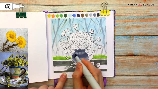 Как нарисовать весенний букет? / Видео-урок по рисованию маркерами #159 смотреть онлайн