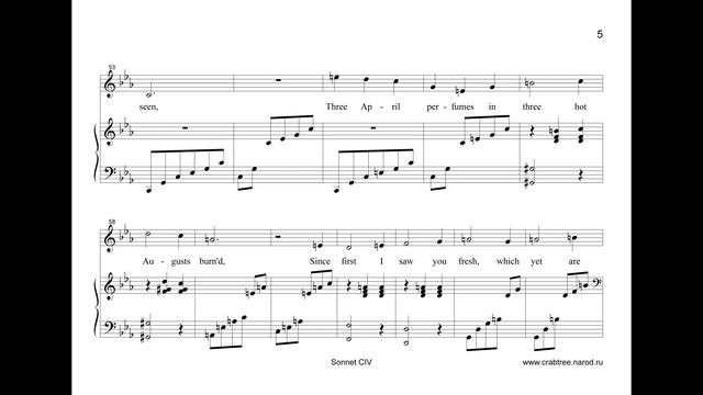 Sonnet 104. Poem: W. Shakespeare, Music: L. Crabtree, Singer: H. MacGregor, Piano: L. Crabtree смотреть онлайн
