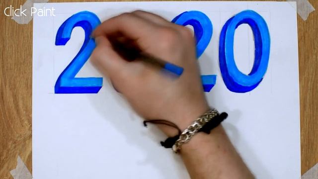 Как нарисовать 3Д надпись 2020 How to draw a 3D inscription 2020 смотреть онлайн