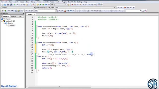 C Programming:   File Handling  || saveNumbers, readNumbers Binary -  Must Watch -  English