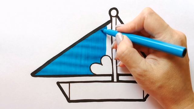 Как нарисовать КОРАБЛИК ПАРУСНИК ИЗ ФИГУР / раскраска для детей / Нарисуй Ка смотреть онлайн